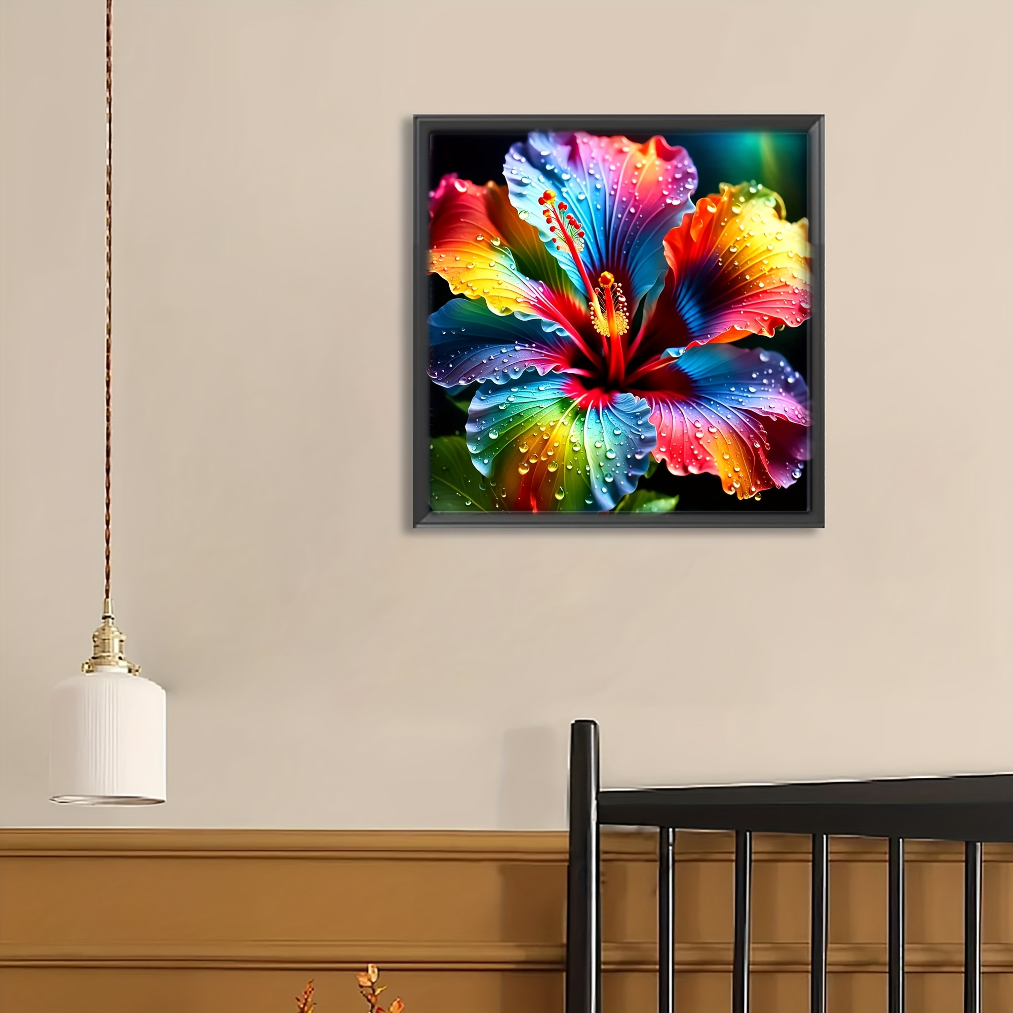 TEMU 1 Set - Creative Colorful Flower Pattern Cross Stitch Painting Kit, Diy Art Needlework, 11ct Embroidery Fabric Decorative Craft, Handmade Cross
