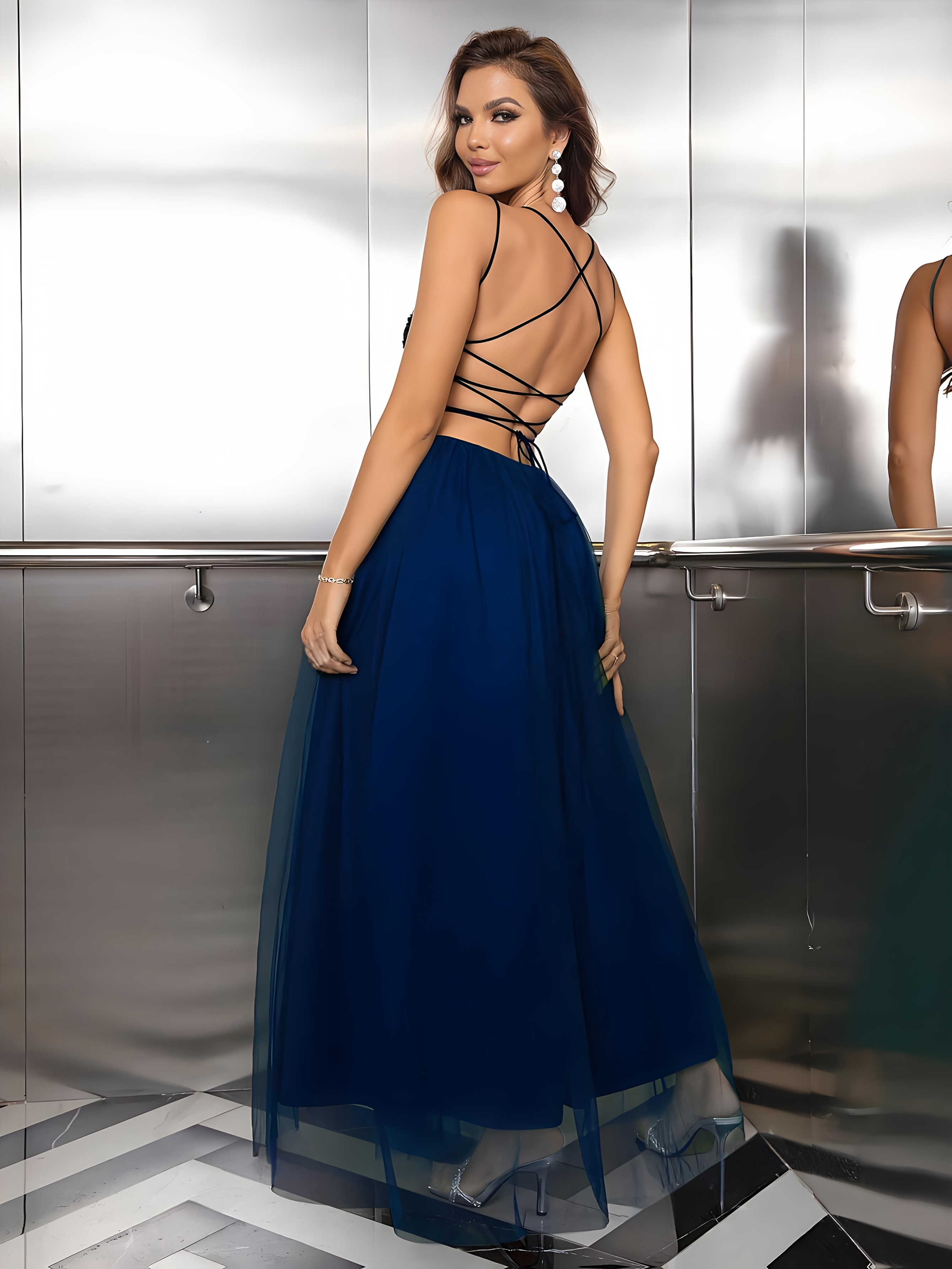 womens color block sequin mesh camouflage bridesmaid dress - Temu Mauritius