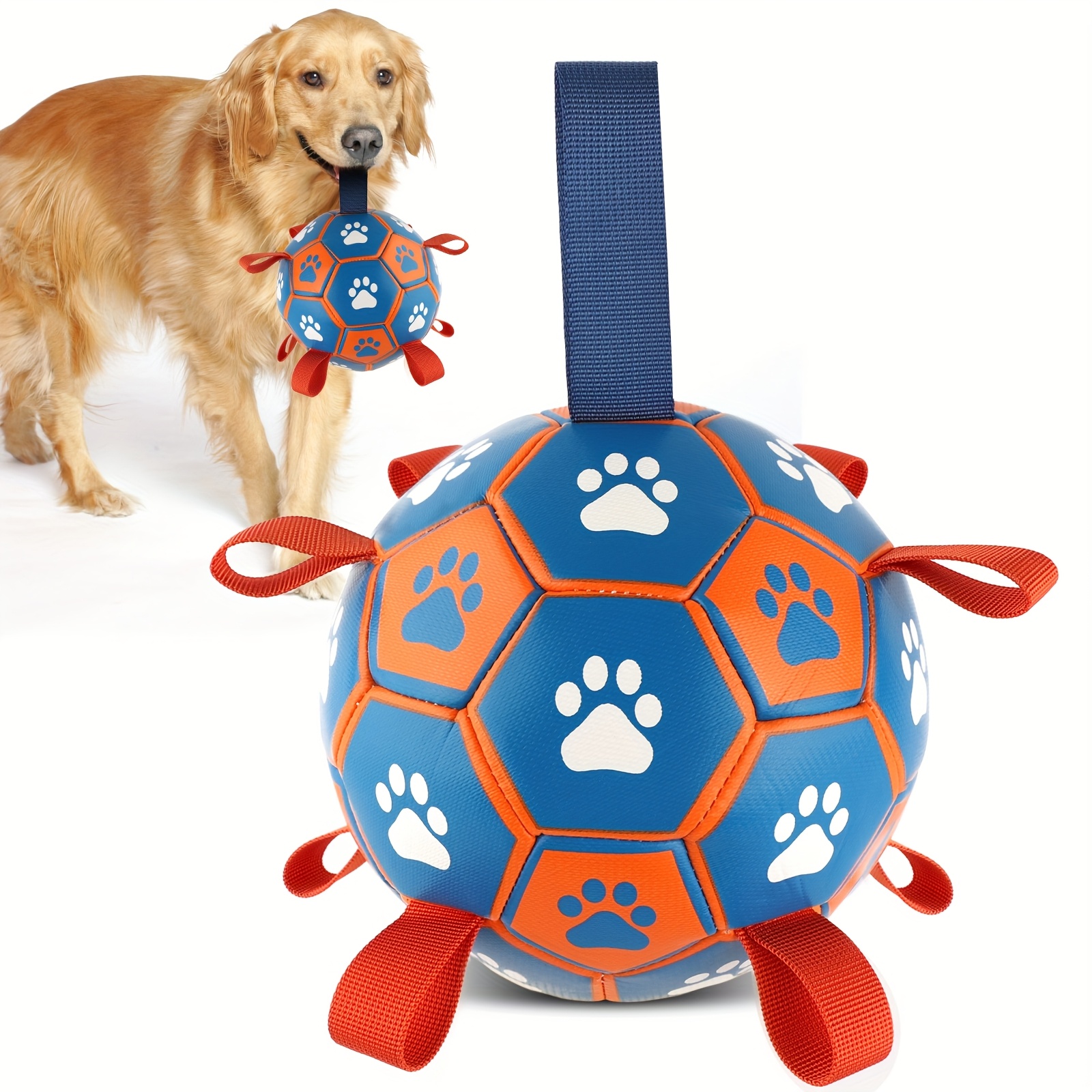 dog toys soccer ball with straps interactive toys for tug of   puppy birthday toy dog balls for medium large dog