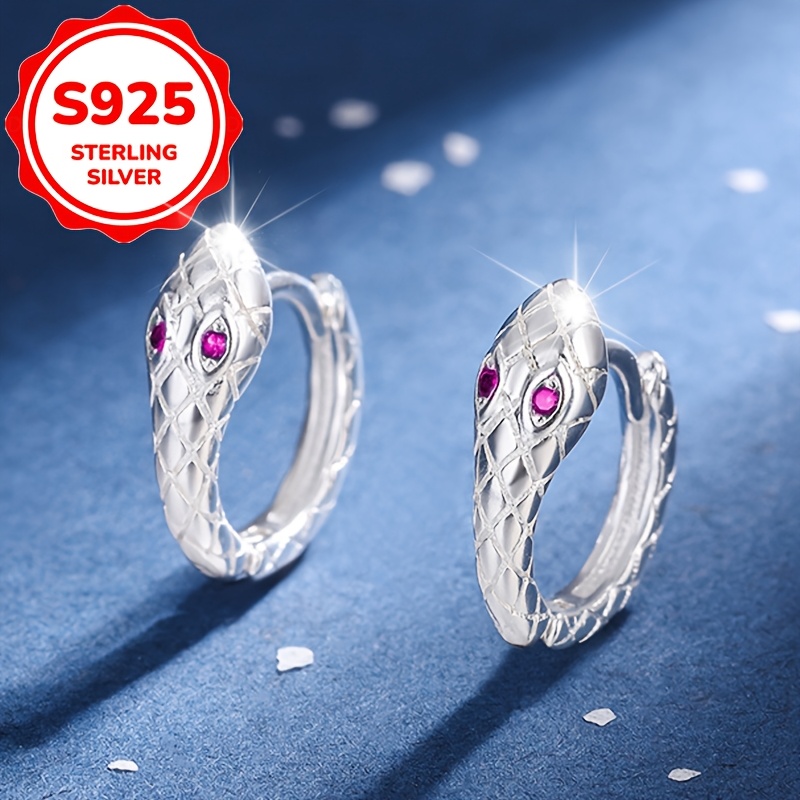 TEMU 2pcs Women's Fashion Stud Earrings S925 Silver Snake Earrings Gift For Best Friend Party Gift Suitable For Daily Valentine's Day Mother's Day,
