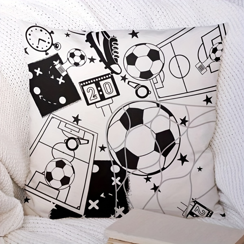 

1pc Soccer Pattern Pillowcase (pillow Core Not Included), Soccer Print Cushion Cover Without Filler, Modern Throw Pillow Case, Pillow Insert Not Include, For Sofa, Living Room
