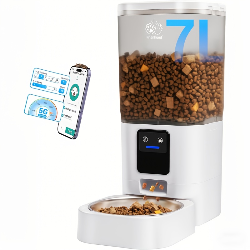 TEMU [1.85gal] Automatic Cat Food Feeder, Cat Food Dispenser With Feeding Schedule, Timed Cat Feeder, 1.32 Gallon Capacity, Fits 1-4 Dry Meals,