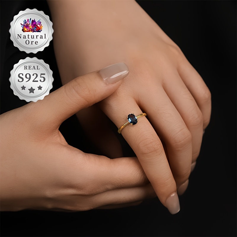 925 Silver Adjustable Ring with Natural Topaz