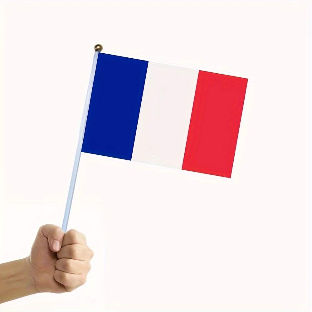 

festive Wave" 10-piece French Handheld Flags - 5.5"x8.3" Polyester, Perfect For Festivals & Sports Events Decor