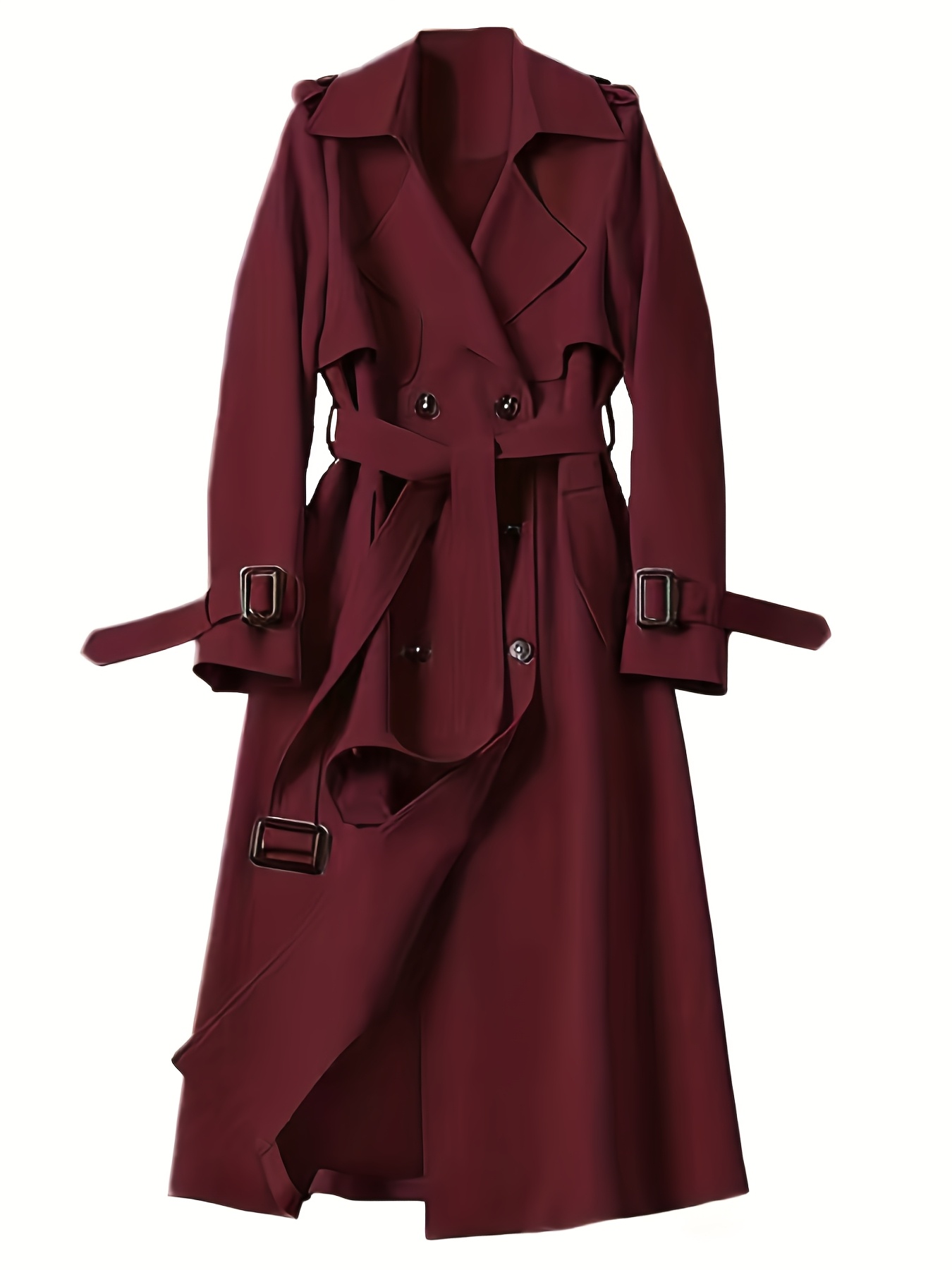 new autumn   elegant solid color womens casual trench coat knee length british style ins korean atmosphere outfit double breasted commuting intellectual   classic versatile high end sophisticated with fabric
