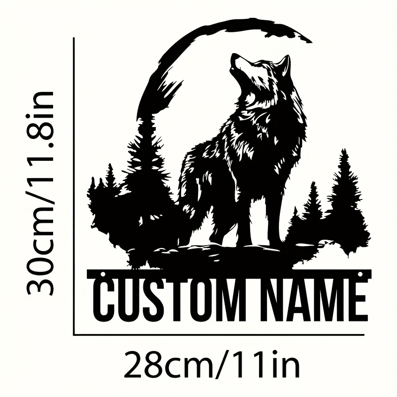 TEMU Customized Metal Wolf Wall Art, Personalized Name Logo, 3d Forest Wildlife Decoration, Indoor And Outdoor Wall Hanging, For Power Supply, Home