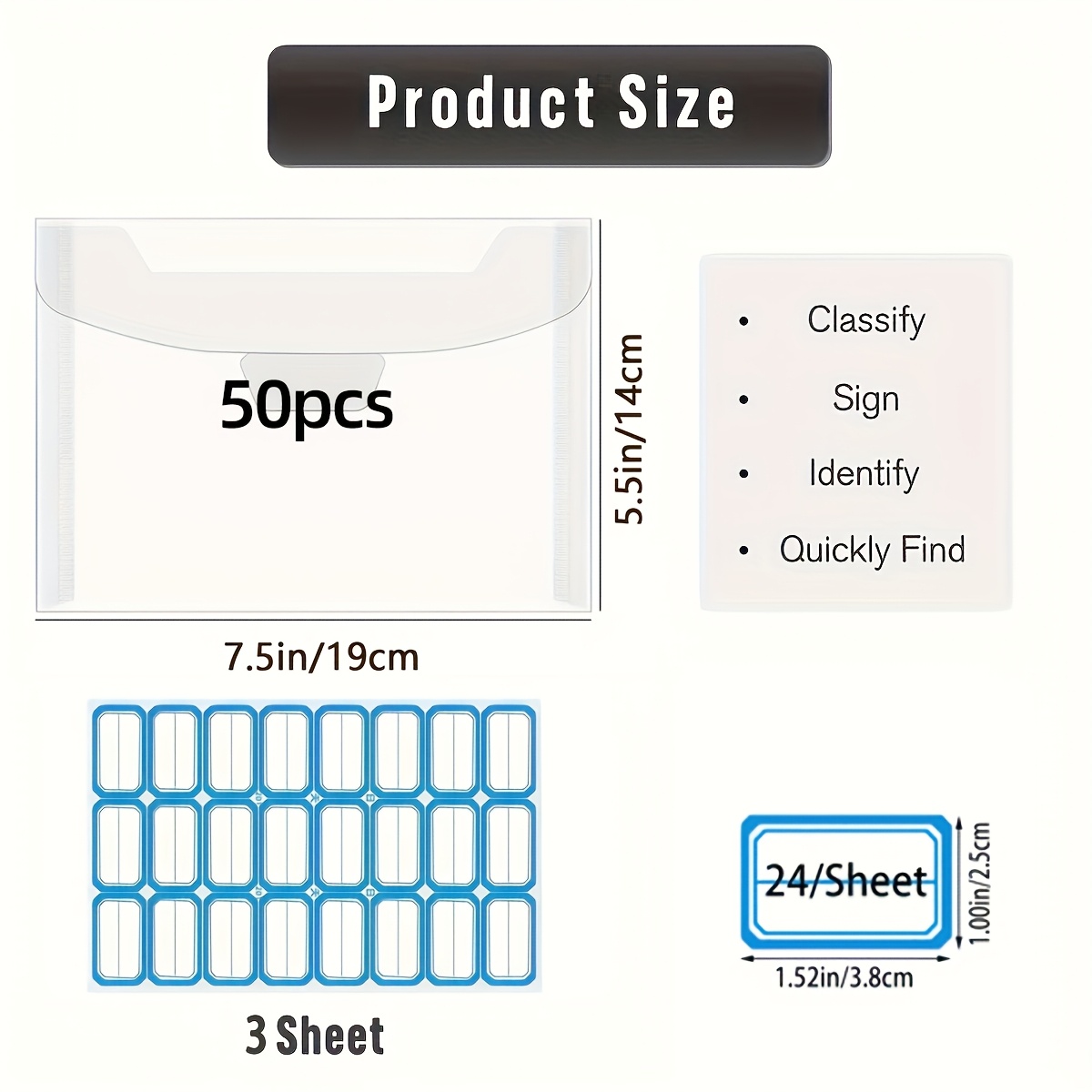 TEMU Pack Of 50 Die-cut Storage Pouches And Scrapbook Organizing Bags, Measuring 7.5 By 5.5 Inches, Transparent Envelope Bags For Organizing