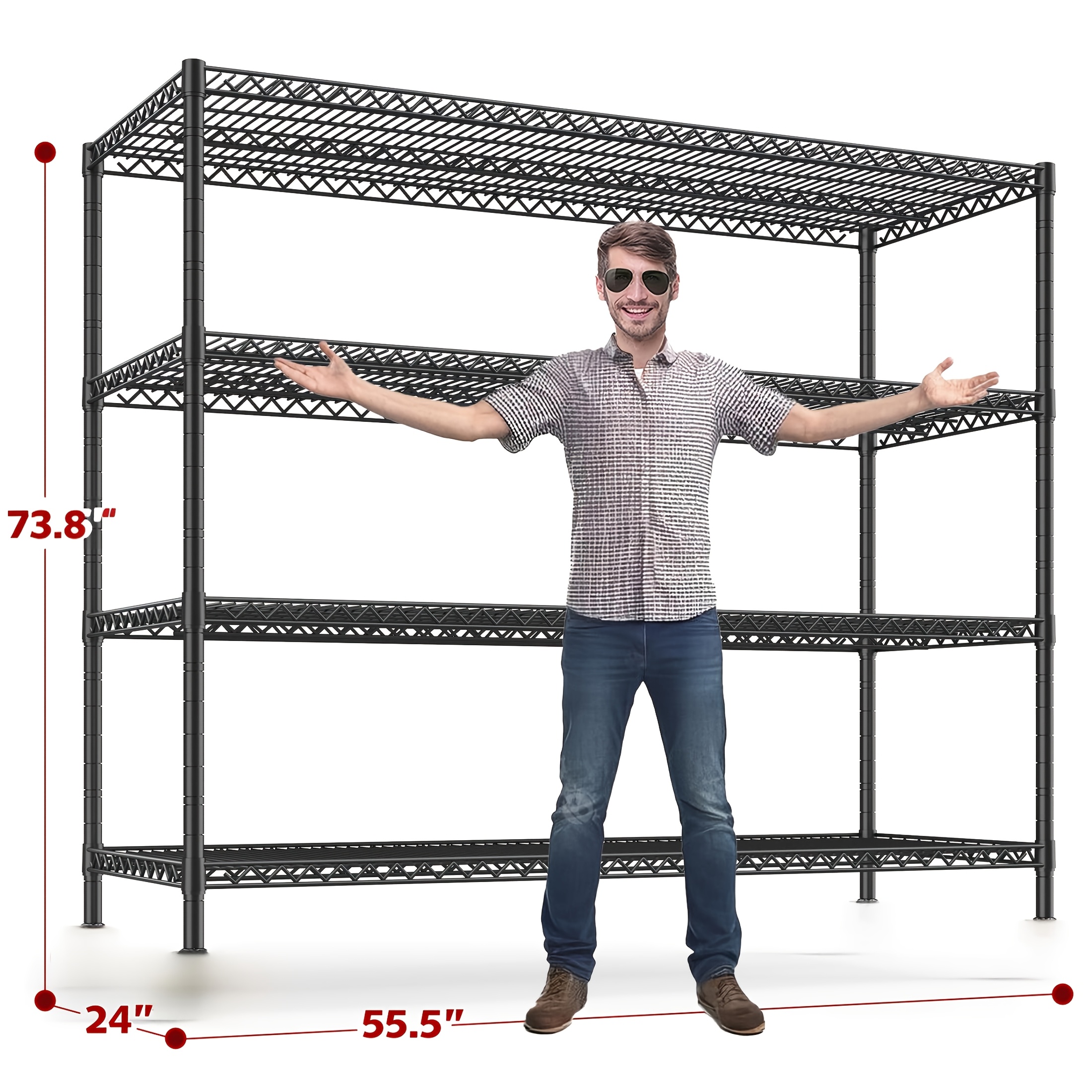 TEMU Storage Shelves 2500lbs 4 Tier/1200lbs 8 Tier Wire Shelving Unit With Wheels Heavy Duty Metal Shelves For Storage Adjustable Garage Storage Rack