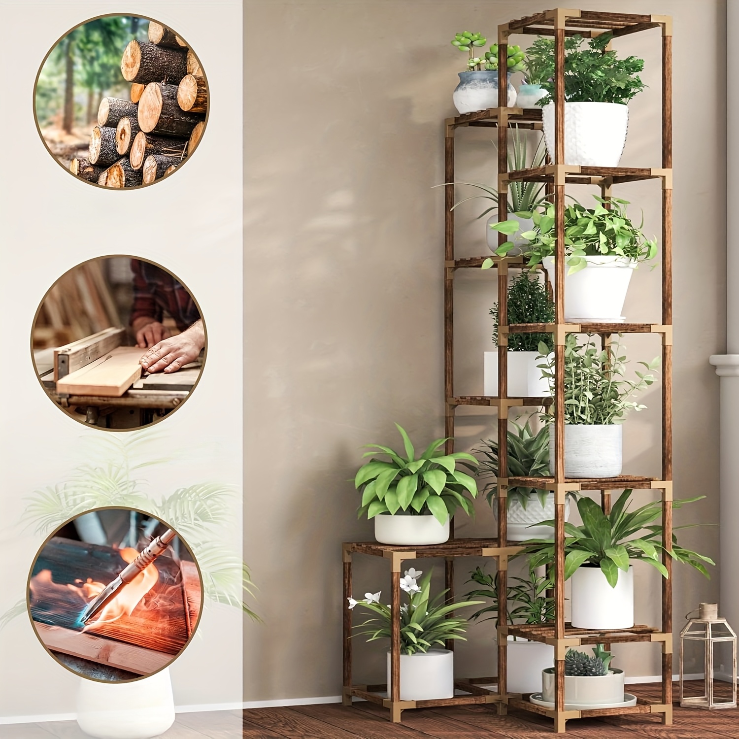 corner plant shelf wood plant stand indoor outdoor table - Temu Belgium