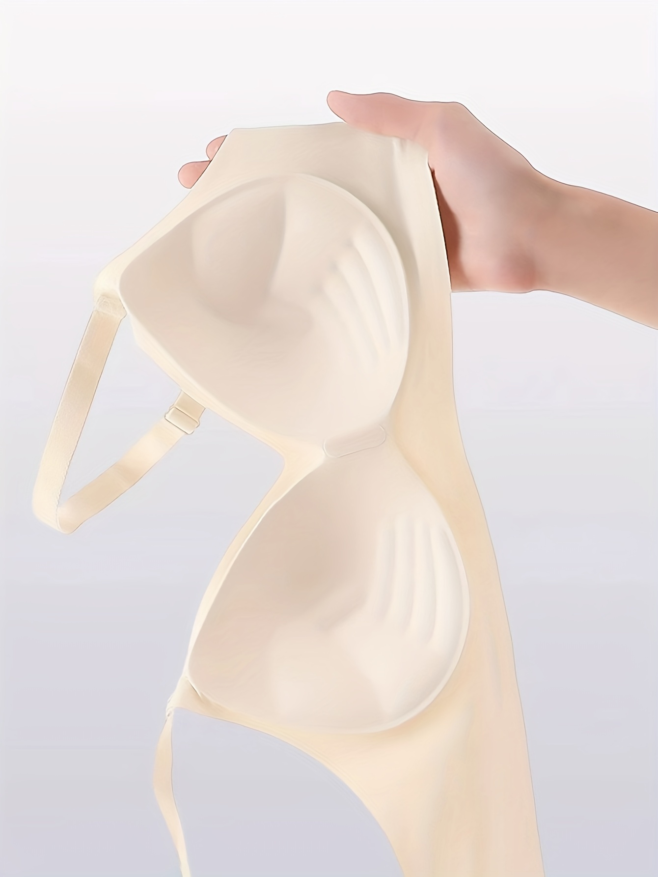 Women's Push-Up Bra with Palm Support Cups - No Underwire, Seamless Lift & Soft Uplifting Design for Small Chest, Adjustable Straps, Fan-Shaped Details, Beige, Hand Wash Only