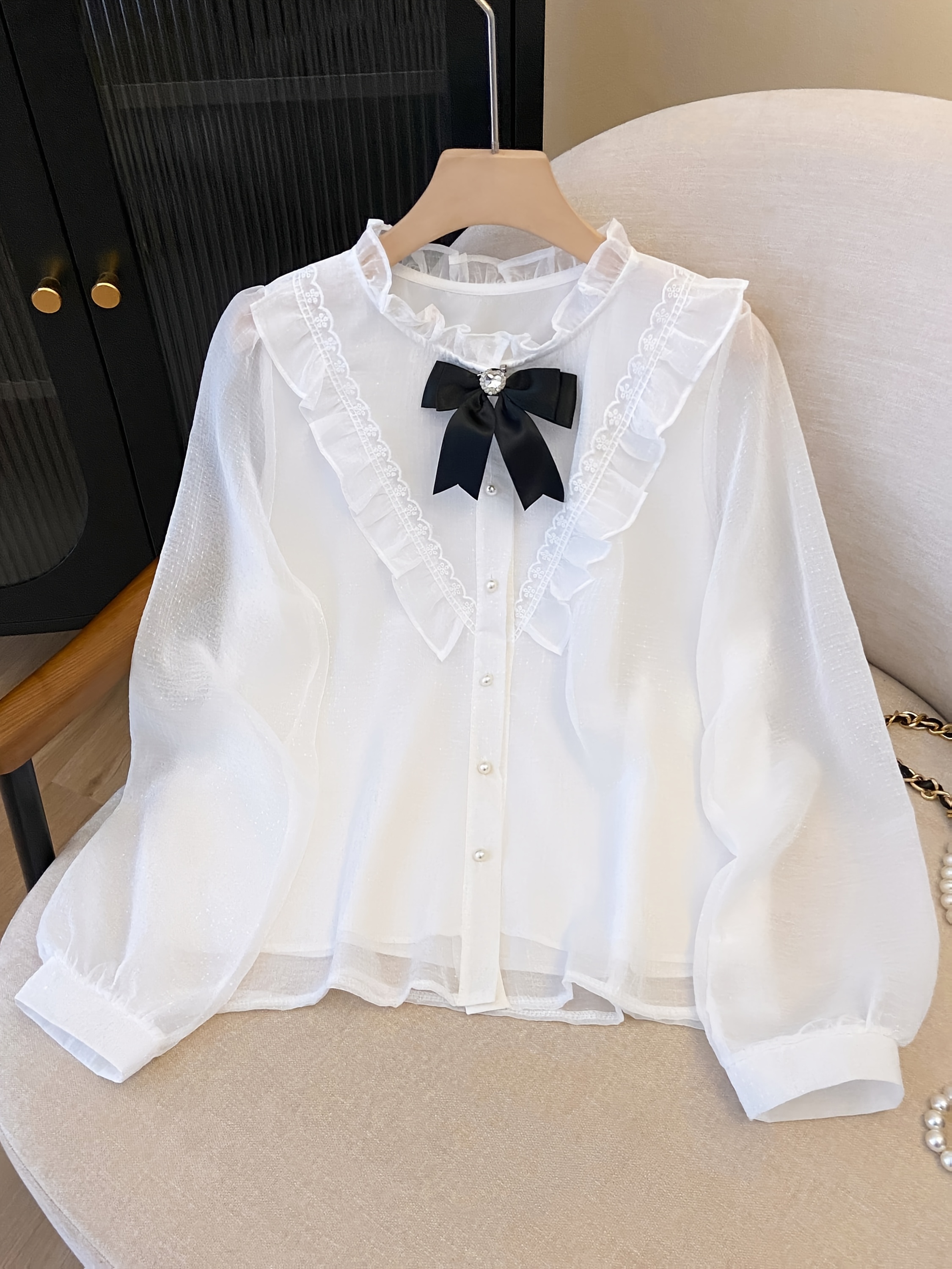 ruffle bow blouse