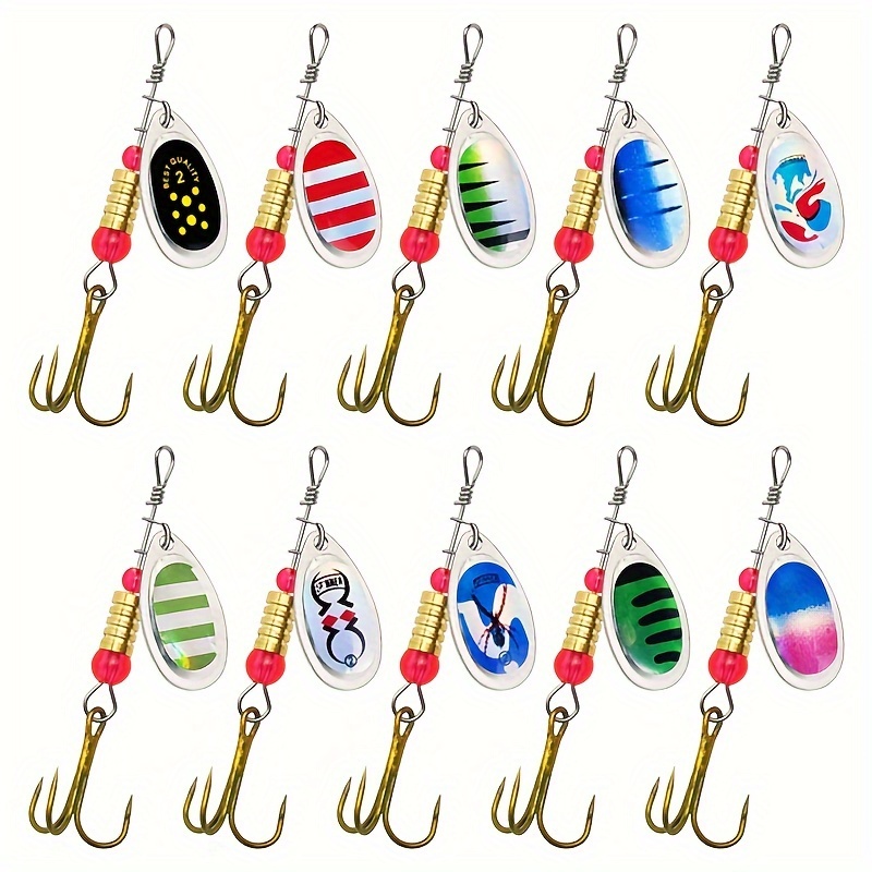 

Lot de 5 Leurres de Pêche Spinnerbait pour Bass et Truite, Kit de Leurres en Métal Dur Colorés, pour Pêche en Eau Douce et Salée, avec Boîtes à Tackle