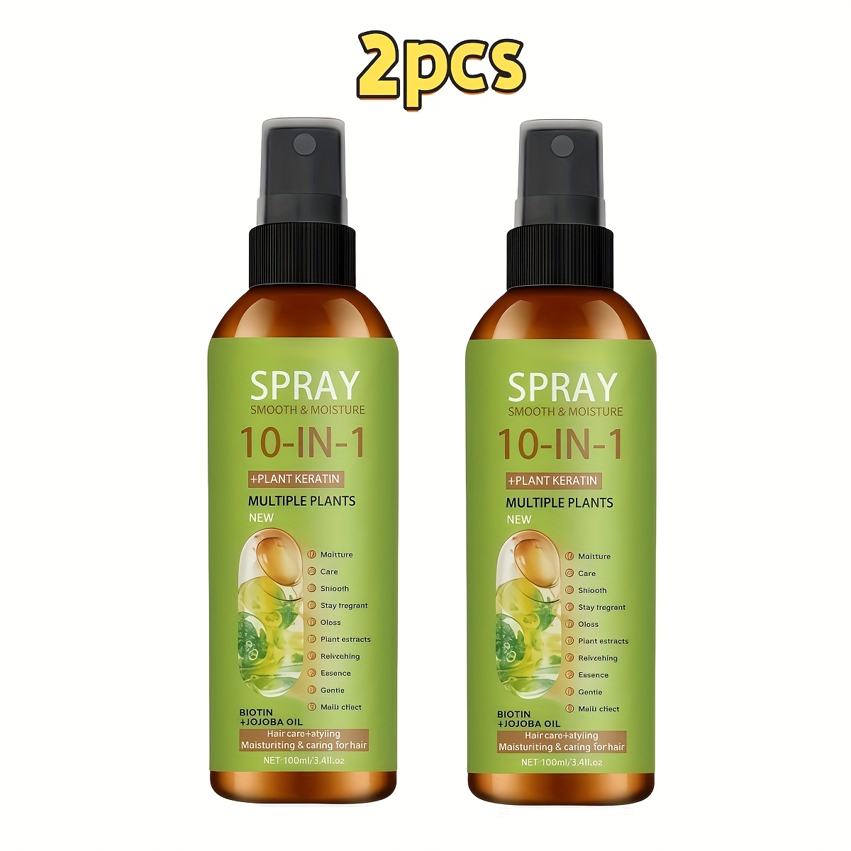 TEMU 10-in--rinse Hair Conditioner Spray, Y Smooth Hair Spray - Contains Glycerin, Argan Oil, Keratin, Jojoba Seed Oil, Coconut Oil, Aloe Vera,