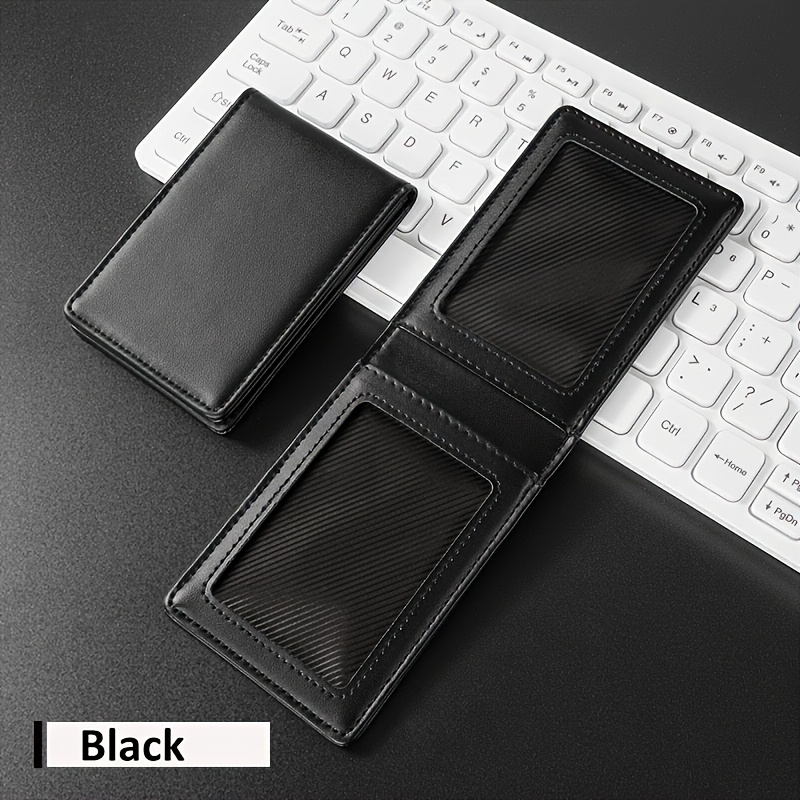 Image of 2 Card Position Top-grain Leather Business Id/badge Clip Wallet Name Card Hanging Rope Chest Card Work Pass