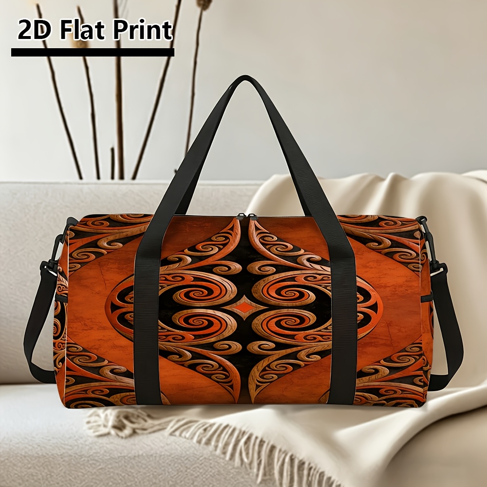 TEMU Maori Tribal Duffel Bag With Adjustable Strap & Maori Tribal Pattern - Travel Gym Bag Suitable For Weekend Trips,, Gym, Commute - Carry- Luggage