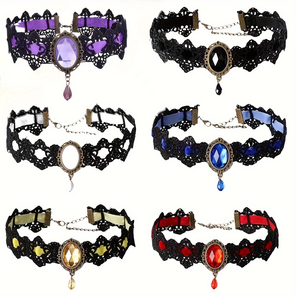 

Gothic Vampire Collar Pendant Chain Crystal Tassel Punk Halloween Costume Jewelry