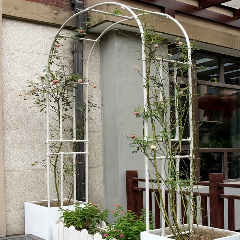 1pc metal pe garden arch for climbing plants sturdy flower rose support frame elegant courtyard wedding decor balloon arch stand kit for   white