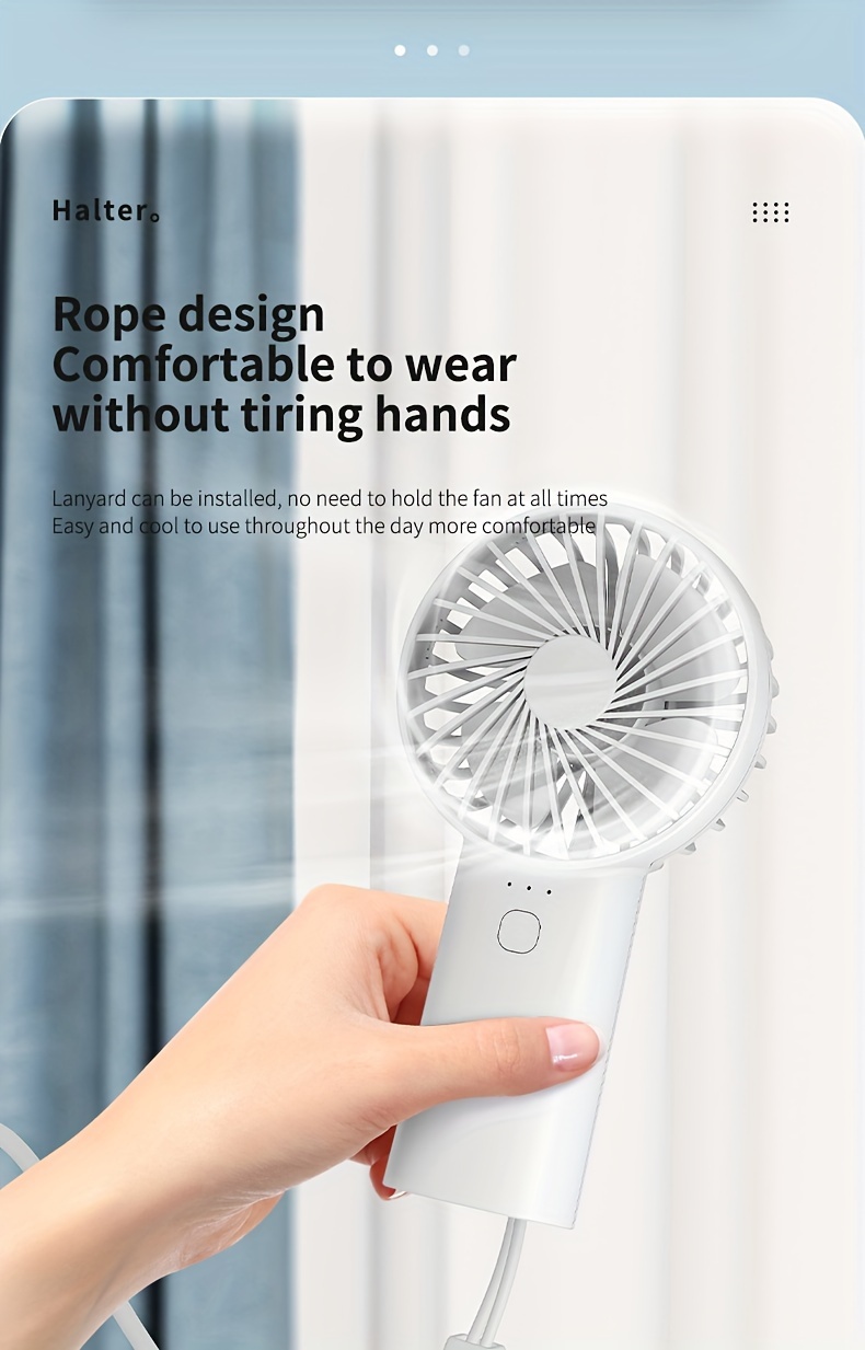 portable usb rechargeable handheld fan high velocity personal cooling device abs material with 1500mah lithium battery one click control cordless wearable design for indoor outdoor use details 10