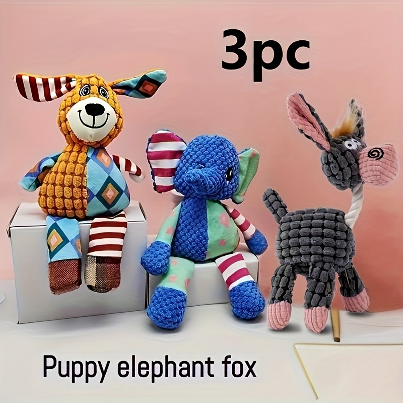 TEMU 3/1 Cartoon Animal Soft Dog Toy, Sturdy Chewable And Plaything, Ideal For All Breeds And Sizes Of Plush Creatures, Stuffed Toy