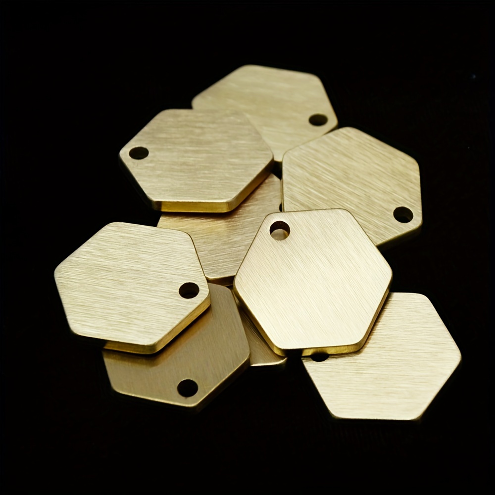 

10pcs Solid Brass Hexagon Blank Tags 12ga. For Metal Stamping, Engraving & Pet Id – No Power Supply Needed, Suitable For Various Materials