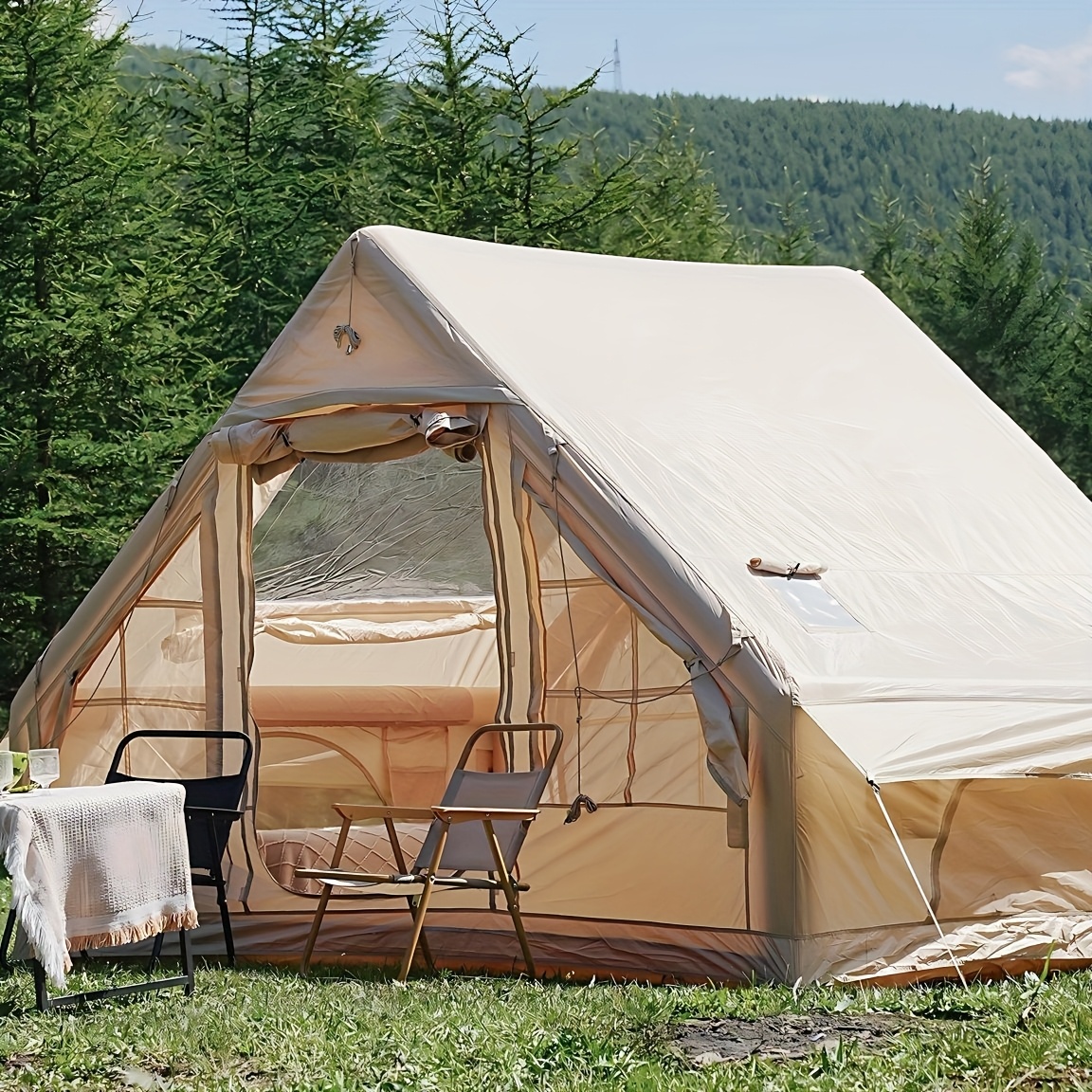 TEMU High Quality, Windproof Universal For Hot Tent Inflatable Tents For Adult Camping Inflatable Tent Xxl Luxury Camping Tents Inflatable Tents With