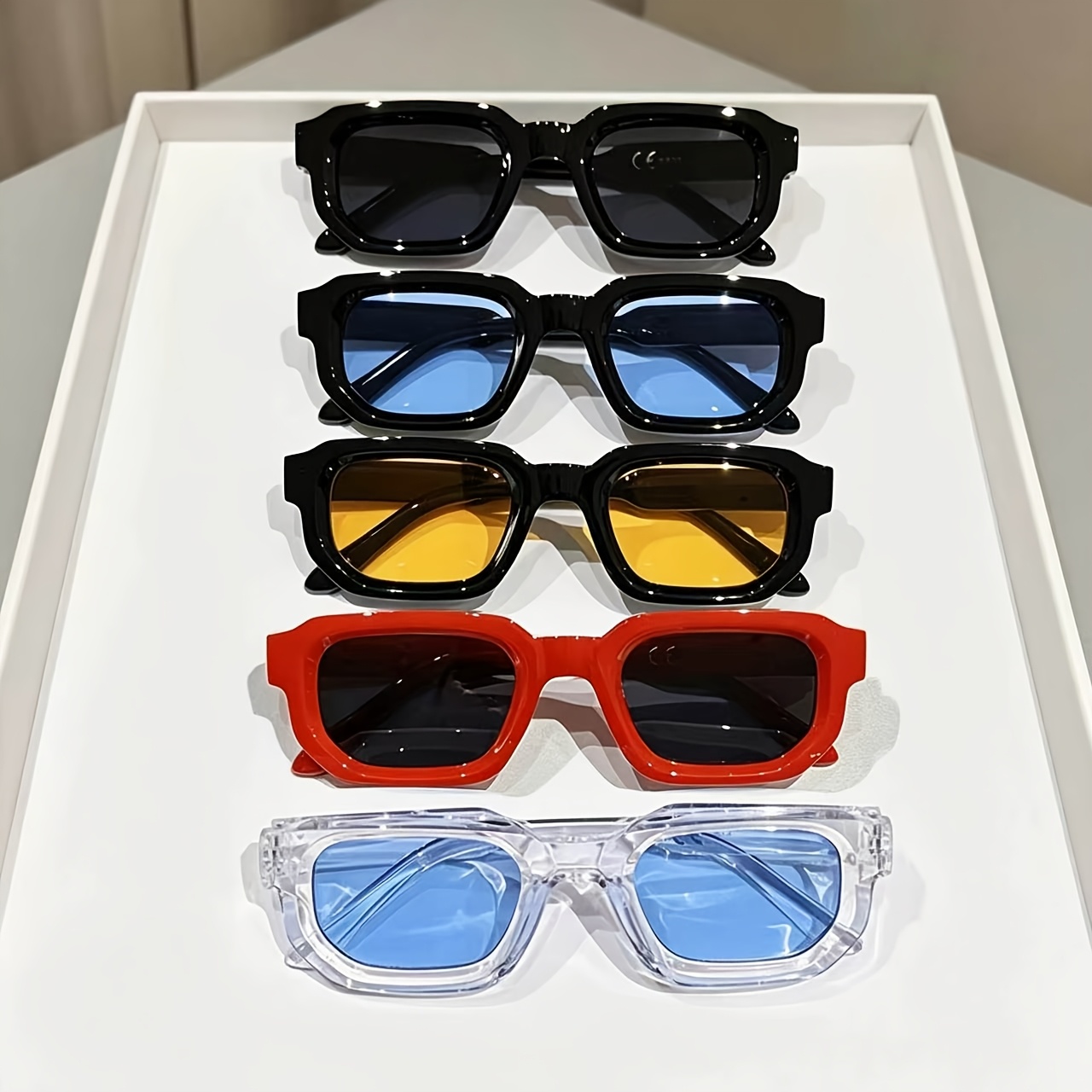 5 Pairs Fashion Combination Set Trendy Retro Square Glasses, Unisex Fashion Glasses, Retro Square Frame, Suitable for Outdoor Travel, Parties