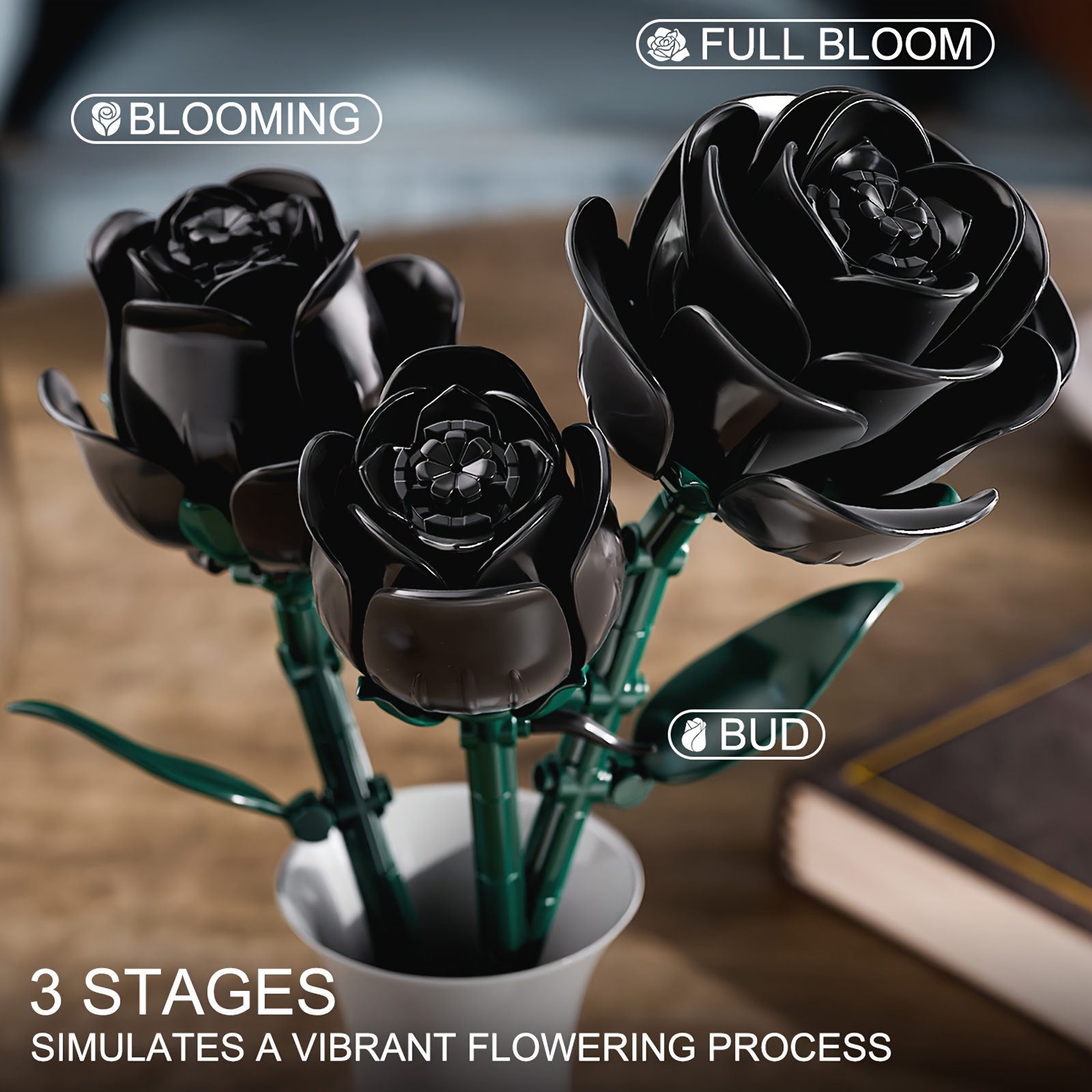 rose bouquet building block set black rose plant flower - Temu Mauritius