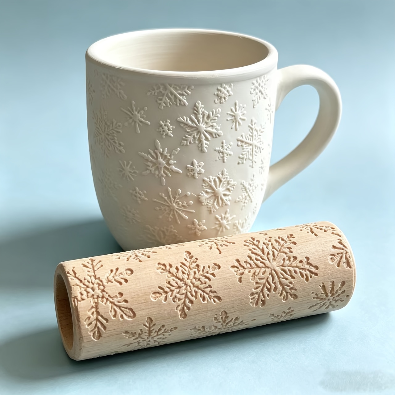 TEMU Snowflake Texture Embossing Stamp, Handmade Pottery Clay Tool, Hollow Cylinder Design, 3d Snowflake Relief Clear Texture, Suitable For Unfired