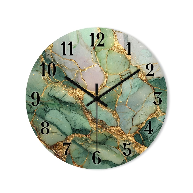 TEMU 1pc Of A Quiet Wall Clock That Tick, Featuring A Decorative With A High-definition Glossy End And An Abstract Marble Texture Highlighted With
