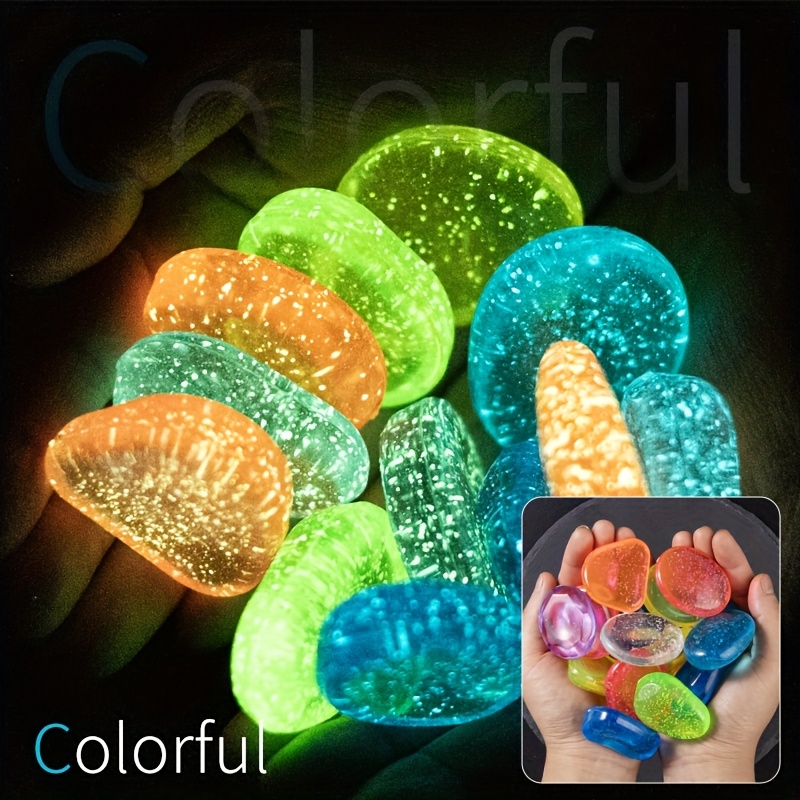 Image of New 12pcs, Luminous Star Point Stones, Each With A Diameter Of 1.85 Inches, 0.4 Garden Shaped Luminous Decorative Stone, Mini Landscape Stone, Halloween, Christmas Potted Artificial Luminous Stone