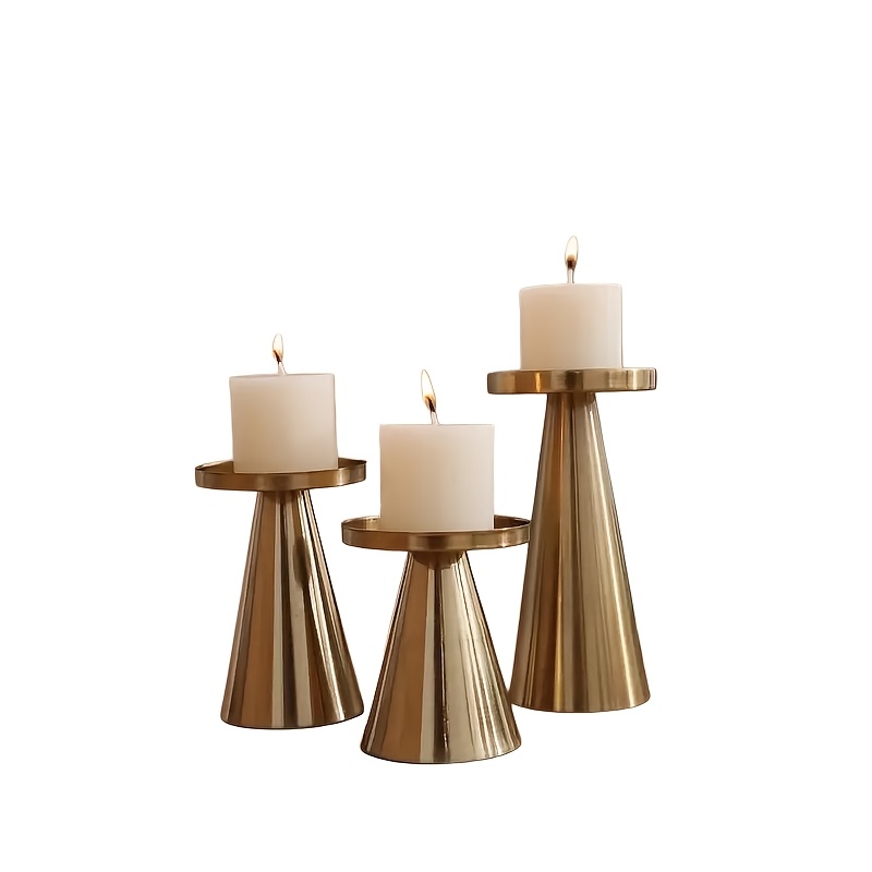TEMU Ensemble de 3 bougeoirs à romantiques - Idées cadeaux pour la Saint-Valentin, mariage et Noël, décoration de , en fer durable, réutilisable et