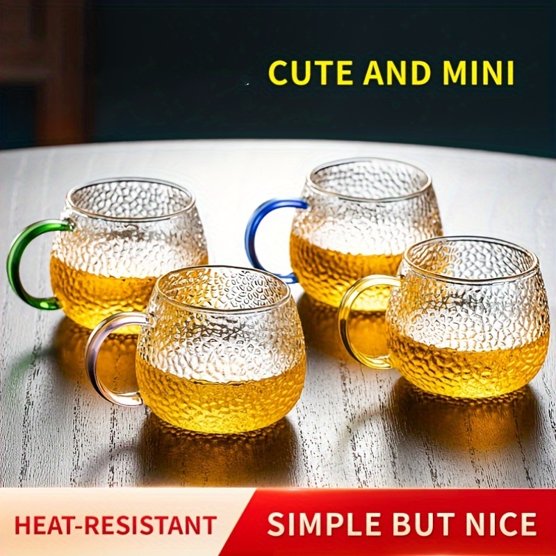 

4pcs Borosilicate Glass Tea Cups With Handles, Design, Heat-resistant, Microwave, Stovetop & , Ideal For Hot And Cold Beverages, With Handles For Christmas, Thanksgiving, Father's Day, Day, Ramadan