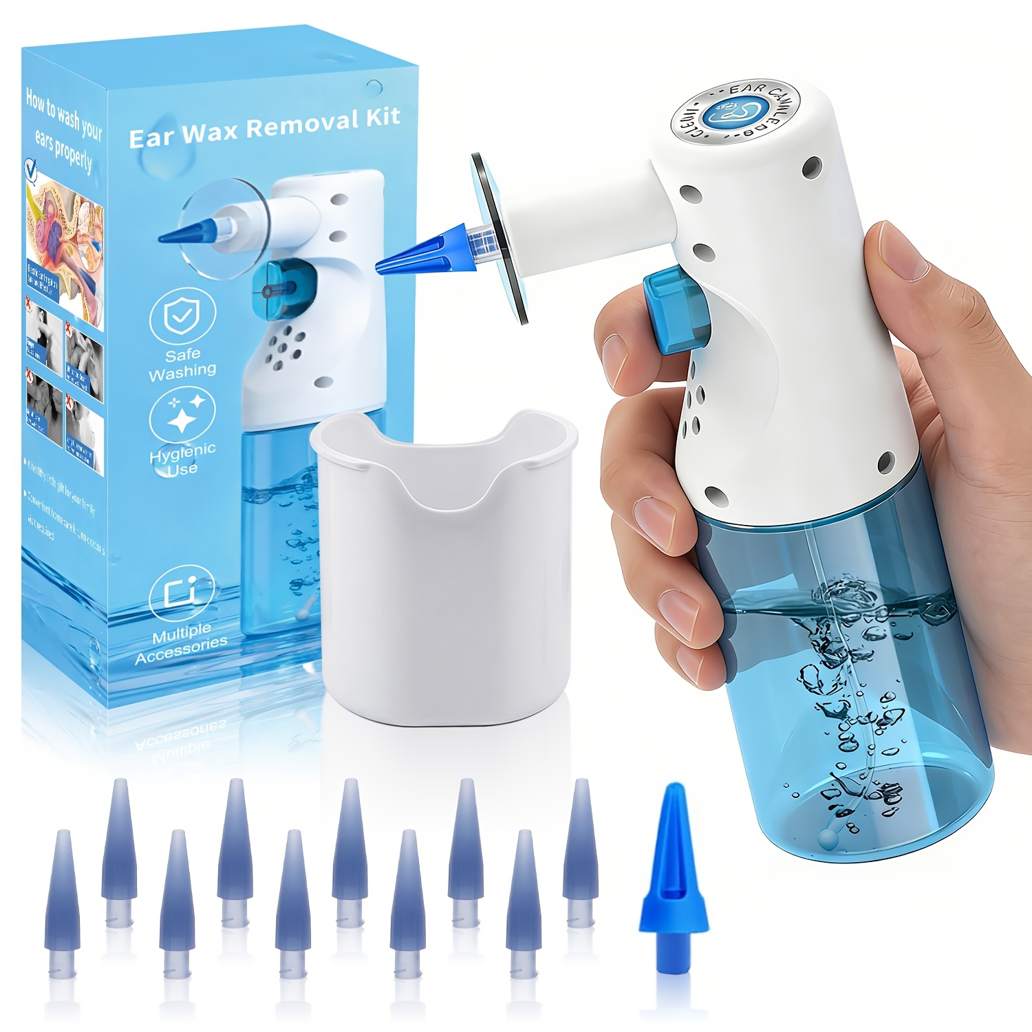 Image of 11pcs Ear Wax Removal, Ear Cleaner, Ear Wax Removal Kit, Manual Ear Irrigation Flushing System, Ear Cleaning Set For Adults, With All Necessary Cleaning Tools, Suitable For Birthday Gifts