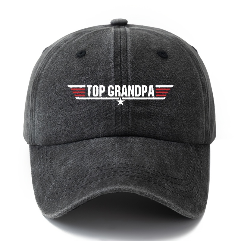 TEMU Top Grandpa" Classic Retro Men's Baseball , Lightweight Fashionable Casual Outdoor Sun Hat, Adjustable Size, Curved Brim, Woven Fabric,christmas