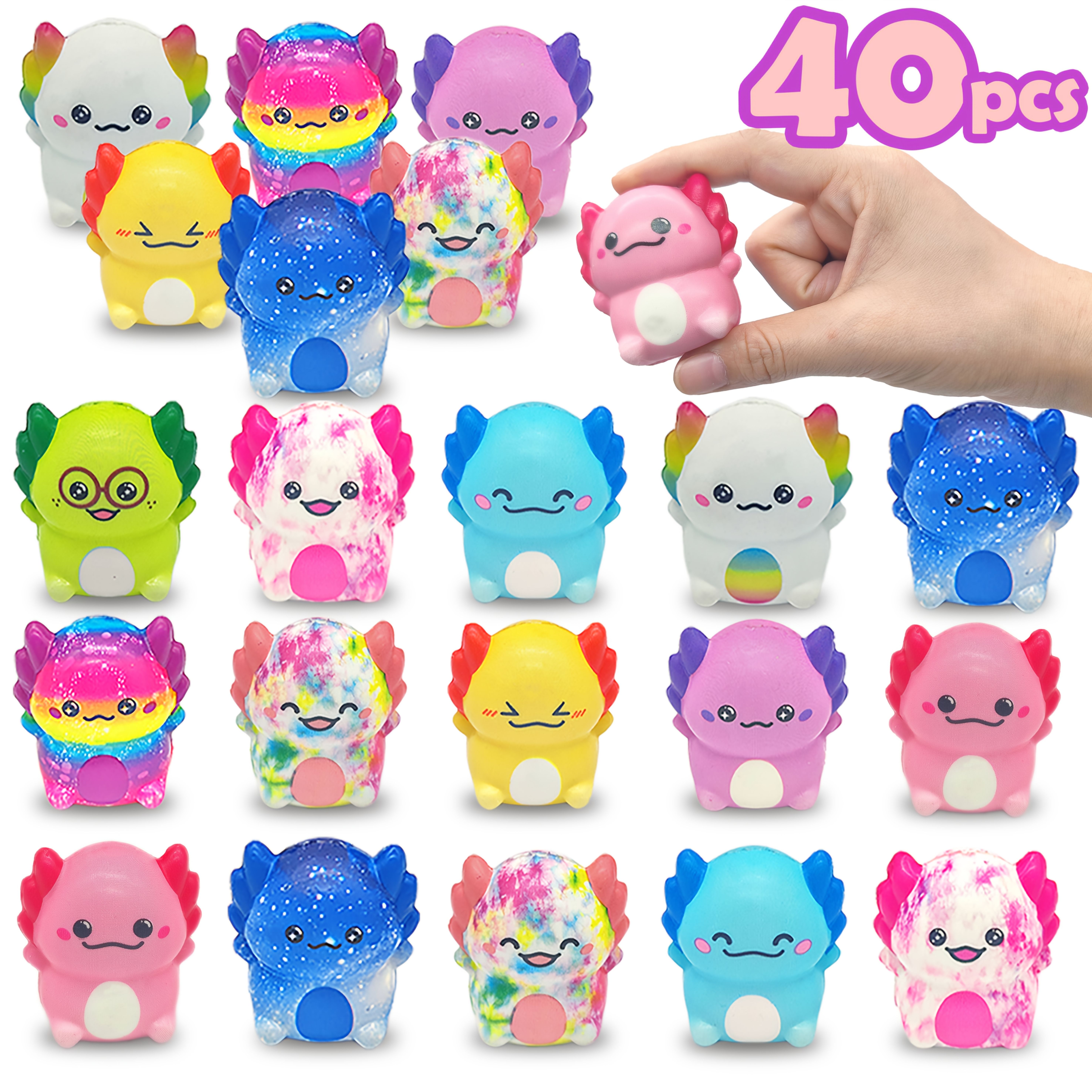 TEMU 40 Pack Axolotl Slow Rise Toys Set:slow-rise(individually Wrapped)small Foam Squishies Toys Axolotl Shape Toy Squeeze Sensory Tall Fun Axolotl
