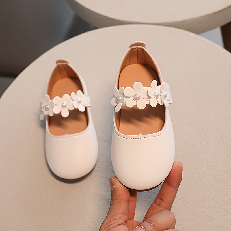 

Trendy Cute Flower Decor Solid Color Soft Flat Shoes For Girls, Breathable Lightweight Dress Shoes For Wedding Party, Spring And Autumn