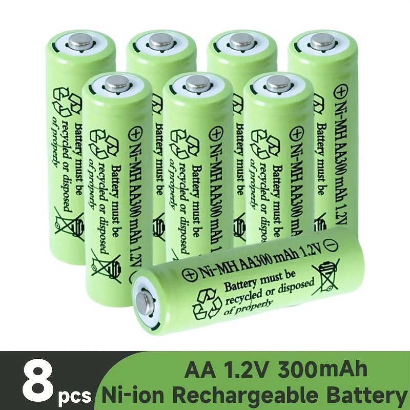 TEMU Piles AA Rechargeables Ni-.2V 300Mah Haute No.5 Double A, Basse Autodécharge Reutilisables Nickel Métal Hydrure pour Télécommande, Jouets, Lampe