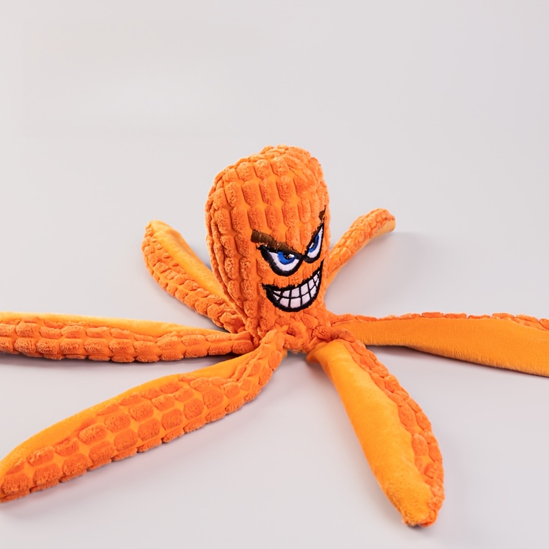 Plush Octopus Toy for Dogs - Soft, Bite-Resistant, Interactive Teething Toy with Vibrant Orange & Black Design, Perfect for All Breeds, Pet Toy|Playful Design|Durable Fabric