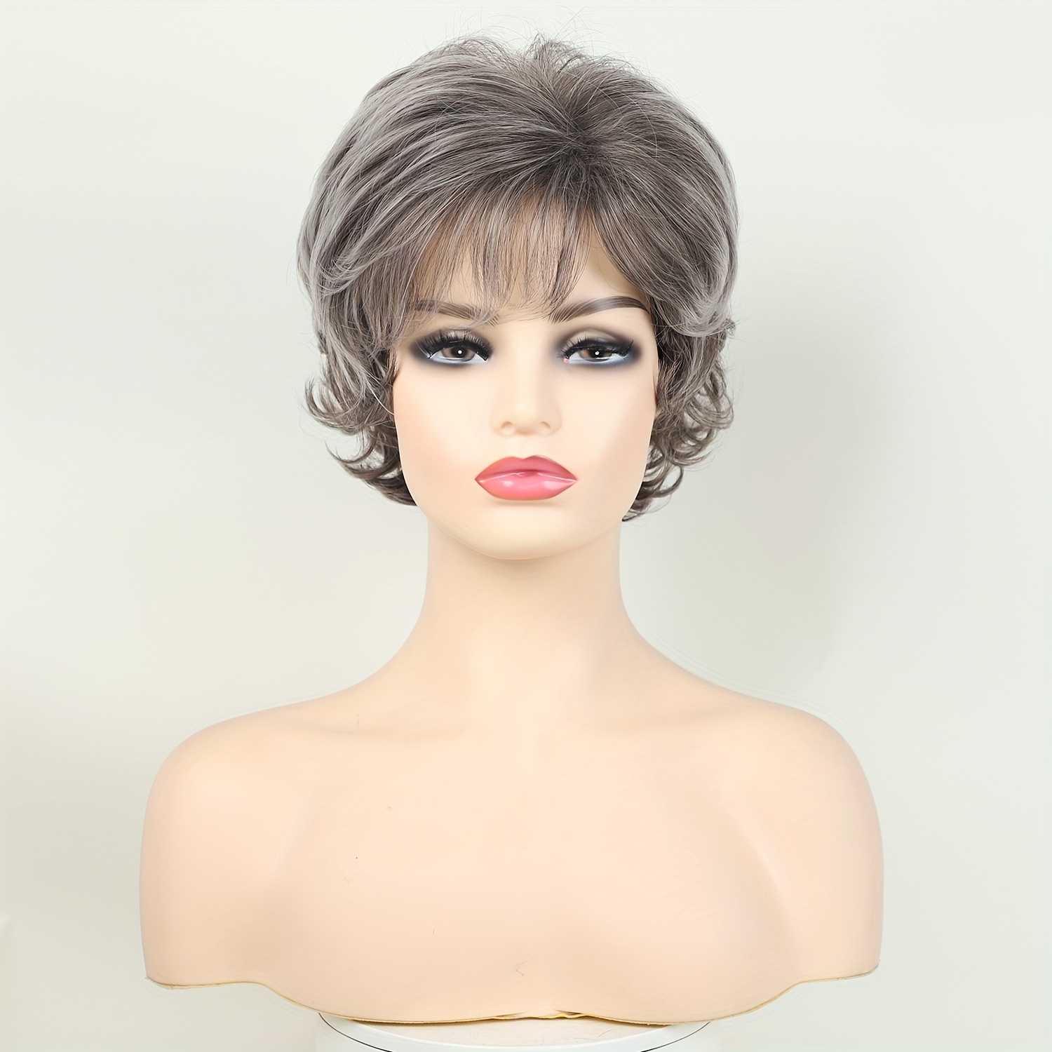 

Elegant Short Curly Wig For Women, High Temperature Fiber, Rose Net Cap, 150% Density, Stylish Heat Resistant Synthetic Hair Wig Suitable For All