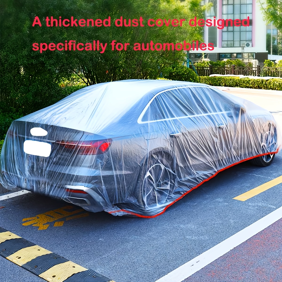 TEMU 4pcs Set Of Disposable Plastic Car Covers, Universal Transparent Rain Covers With Elastic Bands, Suitable For Indoor Garage Use, Sedans And Suvs