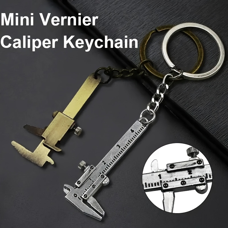 

1pc Mini Caliper Keychain - Portable Alloy Measuring Tool With Ruler Scale, Ideal For Decorations & Valentine's Day Gifts, Keychain Accessory|| Metal Tool