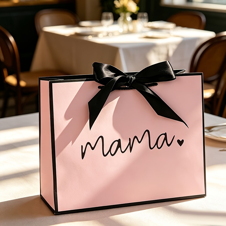 Gift For Her/him 1 Pink Gift Bag, Unique Paper Mom Gift Bag, Lightweight Foldable Shopping Tote Bag, Mother's Day Gift Bag, Perfect Ideal Gift For Birthdays, Christmas And Other Thank You Occasions