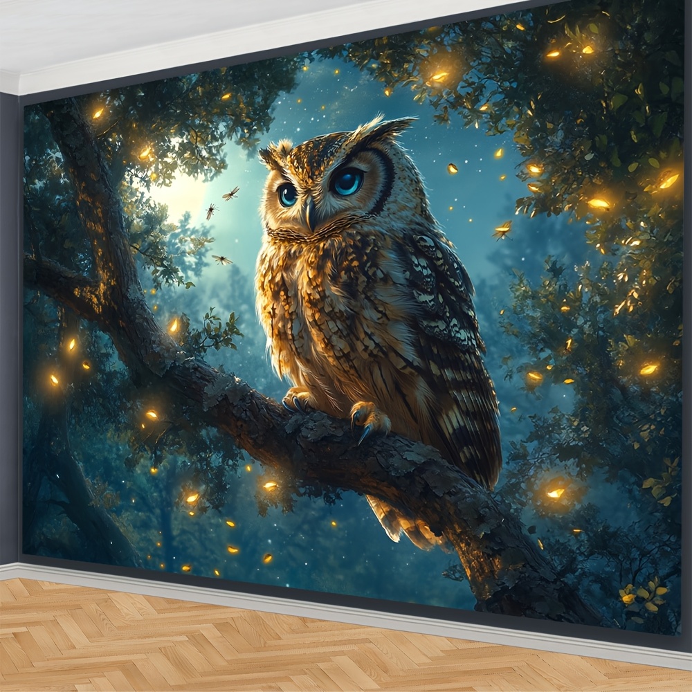 Eulen Wald Wandteppich Für Wohn- Und Schlafzimmer Dekoration_voghion.com