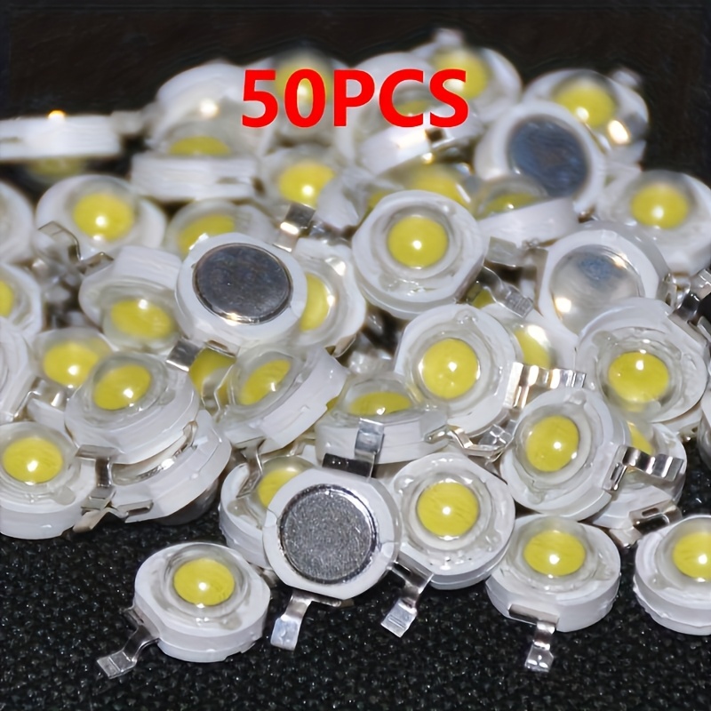 Image of 50 Cool White Led Lamp Beads, 3v-3.4v Metal Base, Suitable For Industrial Electrical Projects