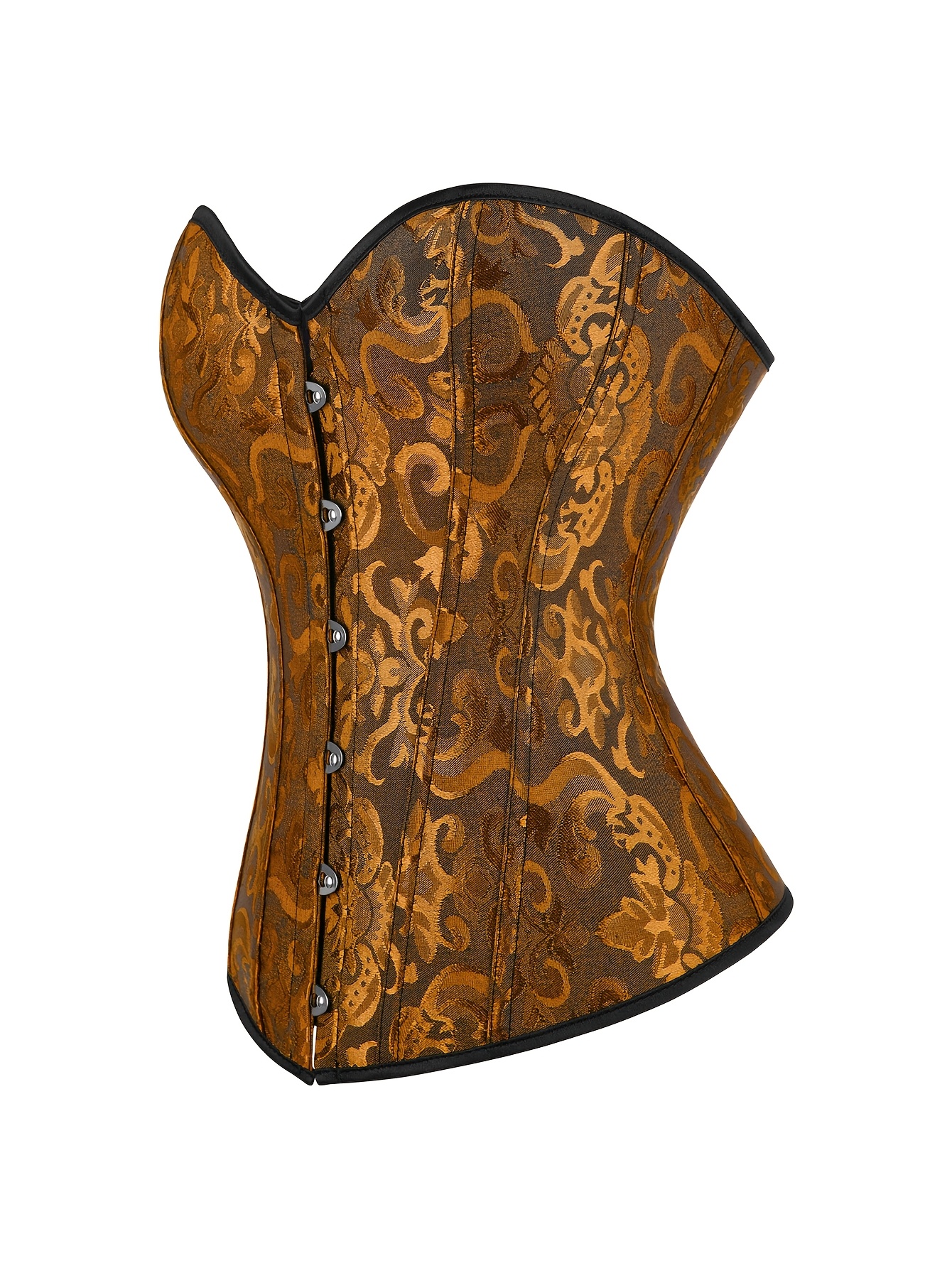White Lace-Up Corset Top - Strapless, Tummy Control, Slimming Fishbone Bustier with Floral Jacquard Design, Front Hook Closure for Women