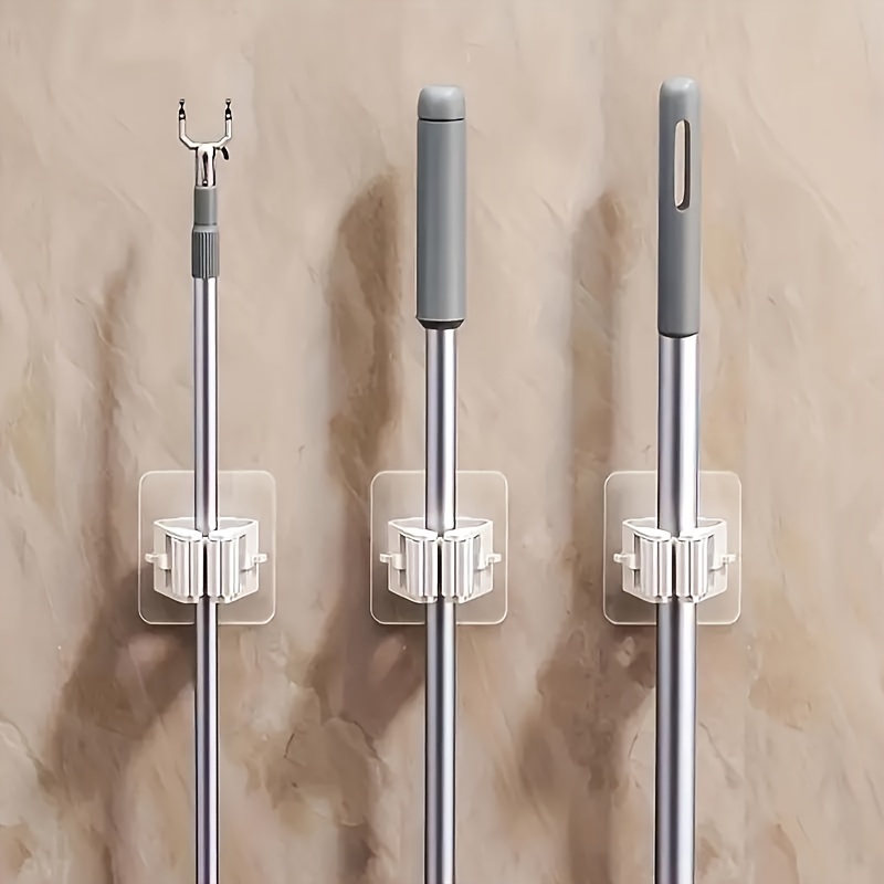 Set of 5 Easy Installation No-Drill Mop And Broom Holders - Durable Adhesive Wall-Mounted Storage Hooks for Organizing Bathrooms And Utility Areas, Utility Hooks