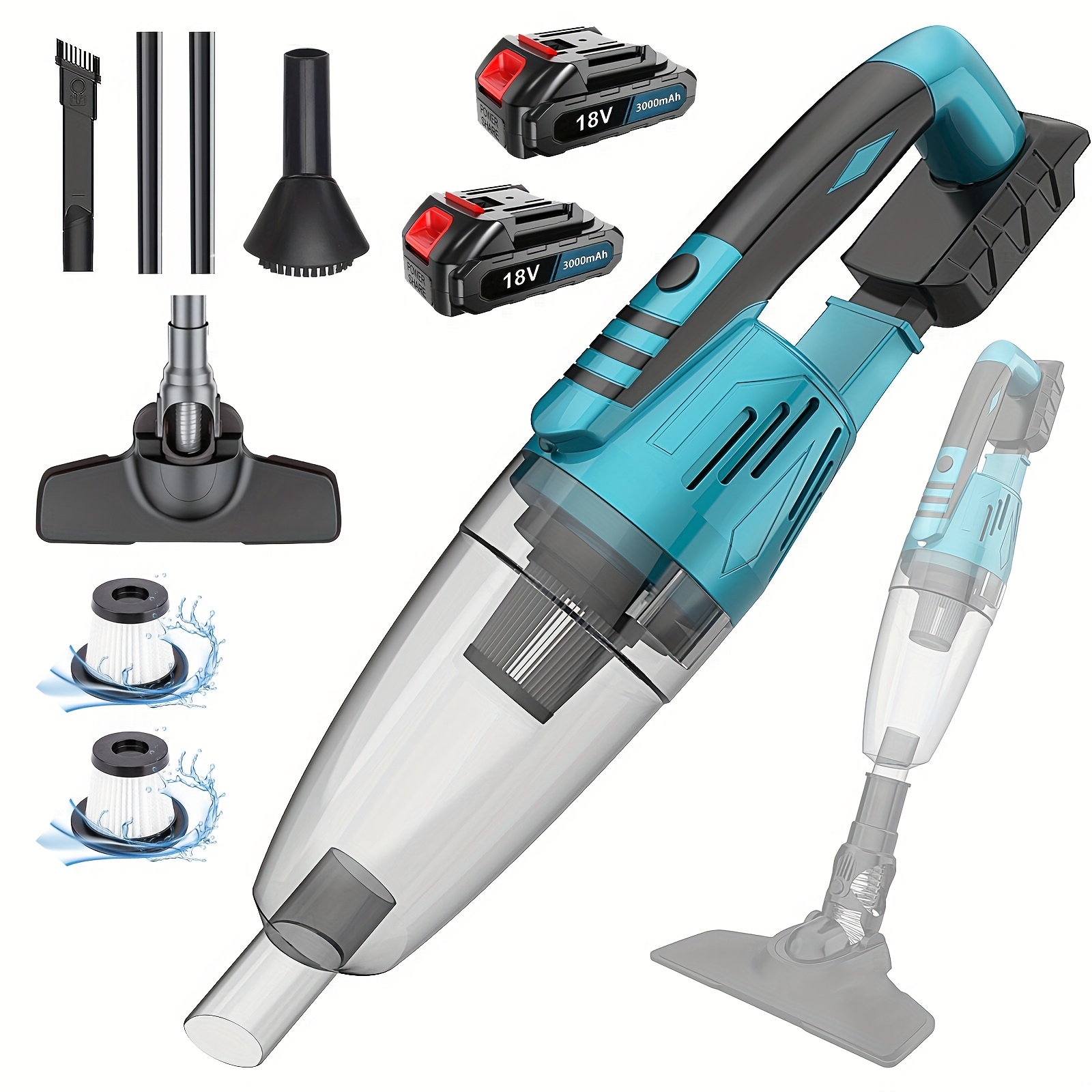 140w Cordless Vacuum Cleaner, Handheld Portable Vacuum Cleaner With Blower Function For Pet Hair Wood Floor Carpet Sofa Car Cleaning(with 2 Battery)