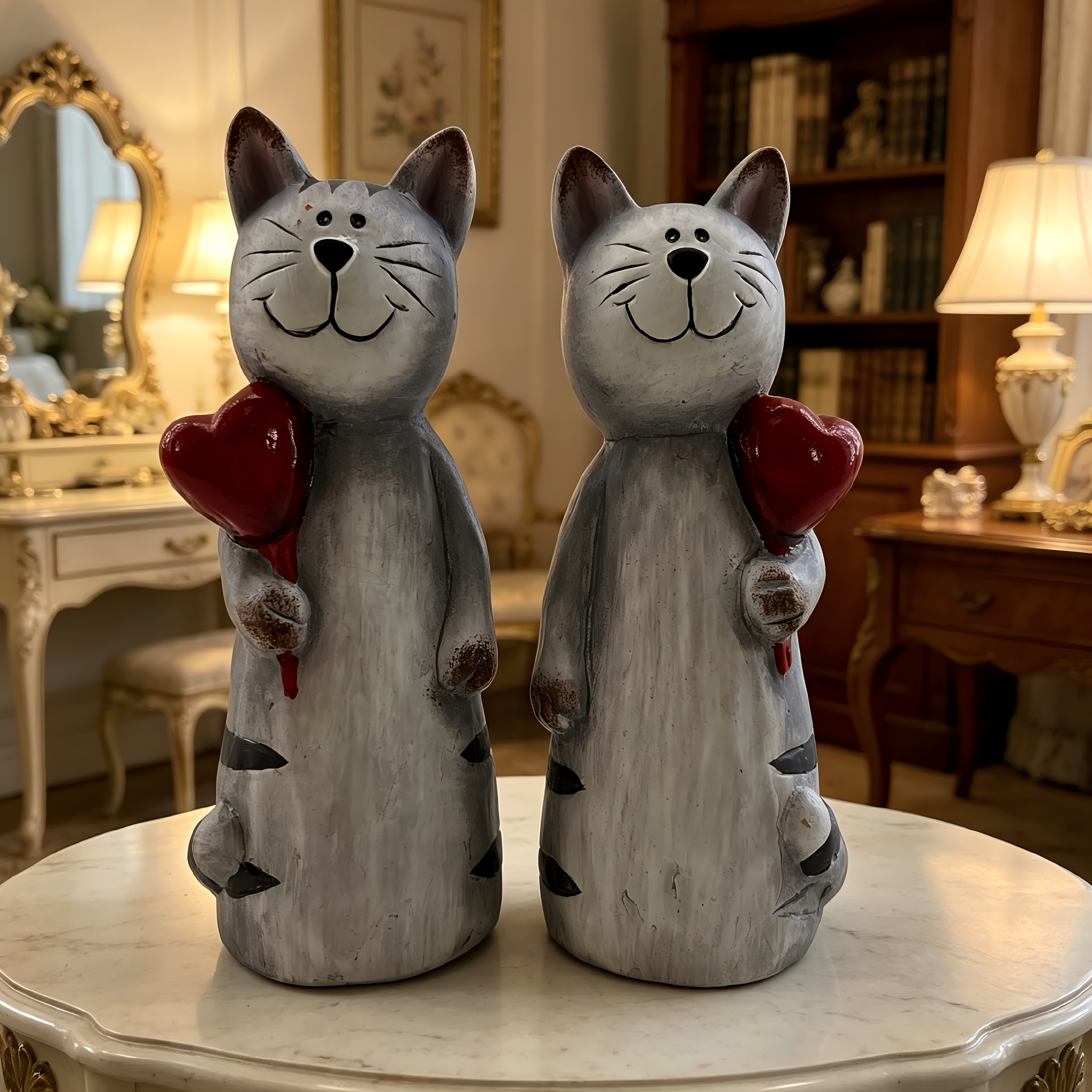 TEMU Lot de 2 ballons de cœur avec chat, cadeau pour tous - Décoration pour couple, parfait pour des chats ou les couples, cadeau de mariage ou de
