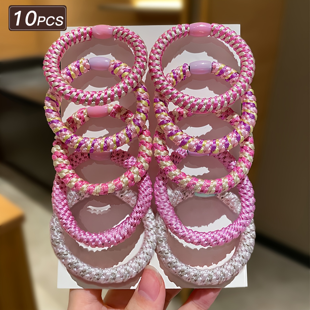 10pcs Of Pink Hair Ties With High Elasticity That Won't Damage Hair, Tightly Securing, High-quality Hair Additions