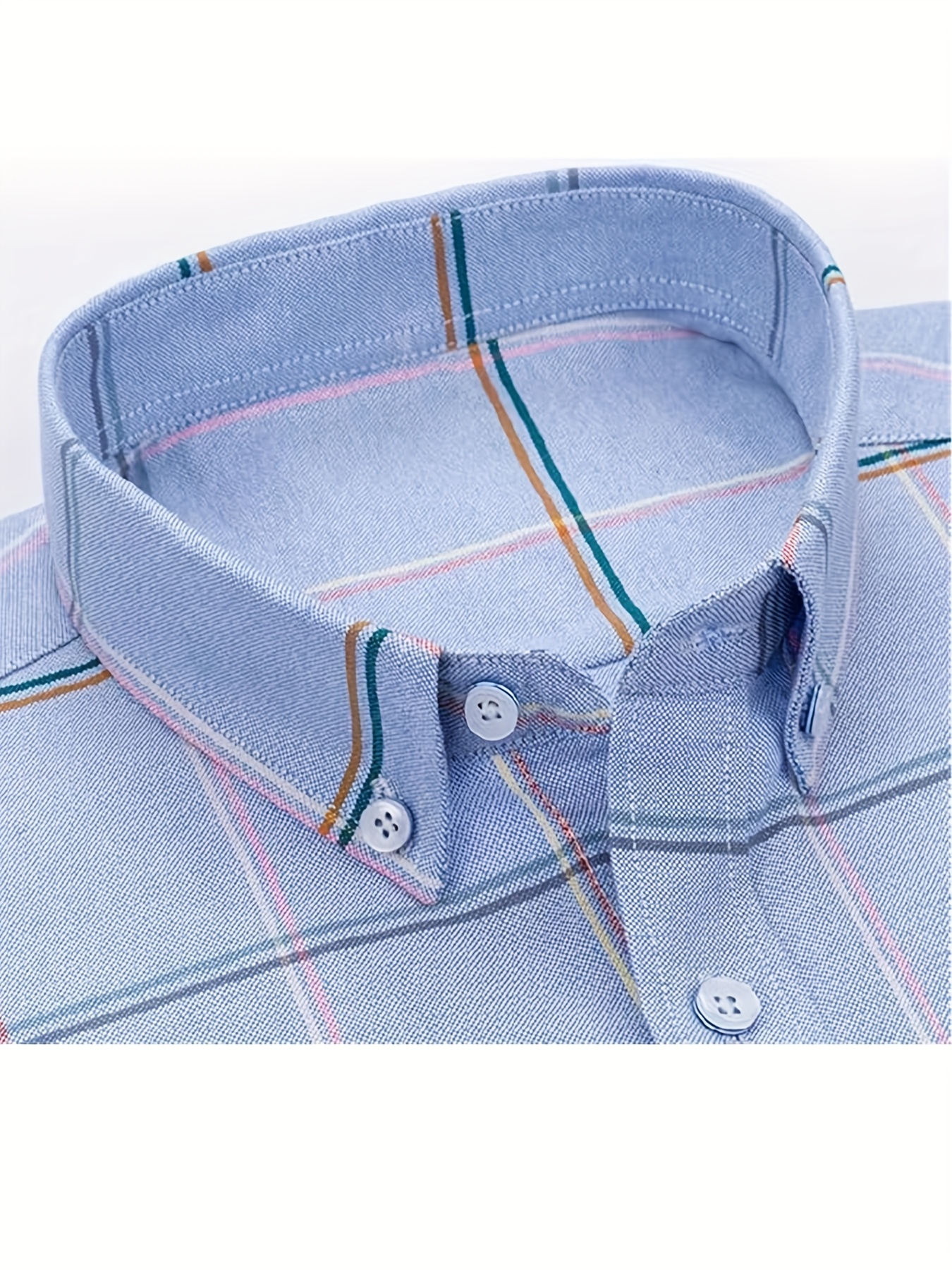 1 Camisa de Hombre a Cuadros con Patrón a Cuadros - Manga Larga con Cuello Abotonado, Cierre de Un Botón, Camisa Casual y de Oficina para Todas las Estaciones, Ideal para Uso Formal y Diario